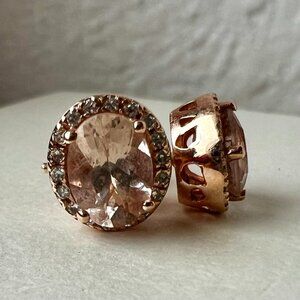 Diamond and Morganite Earrings - 14K Rose Gold